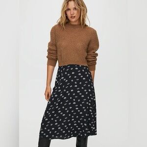 Wilfred Black and White Floral Midi Skirt